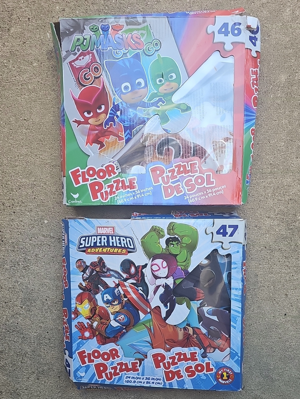 Cardinal PJ Masks & Marvel Super Hero Kids Floor Puzzles 46 47 Pieces